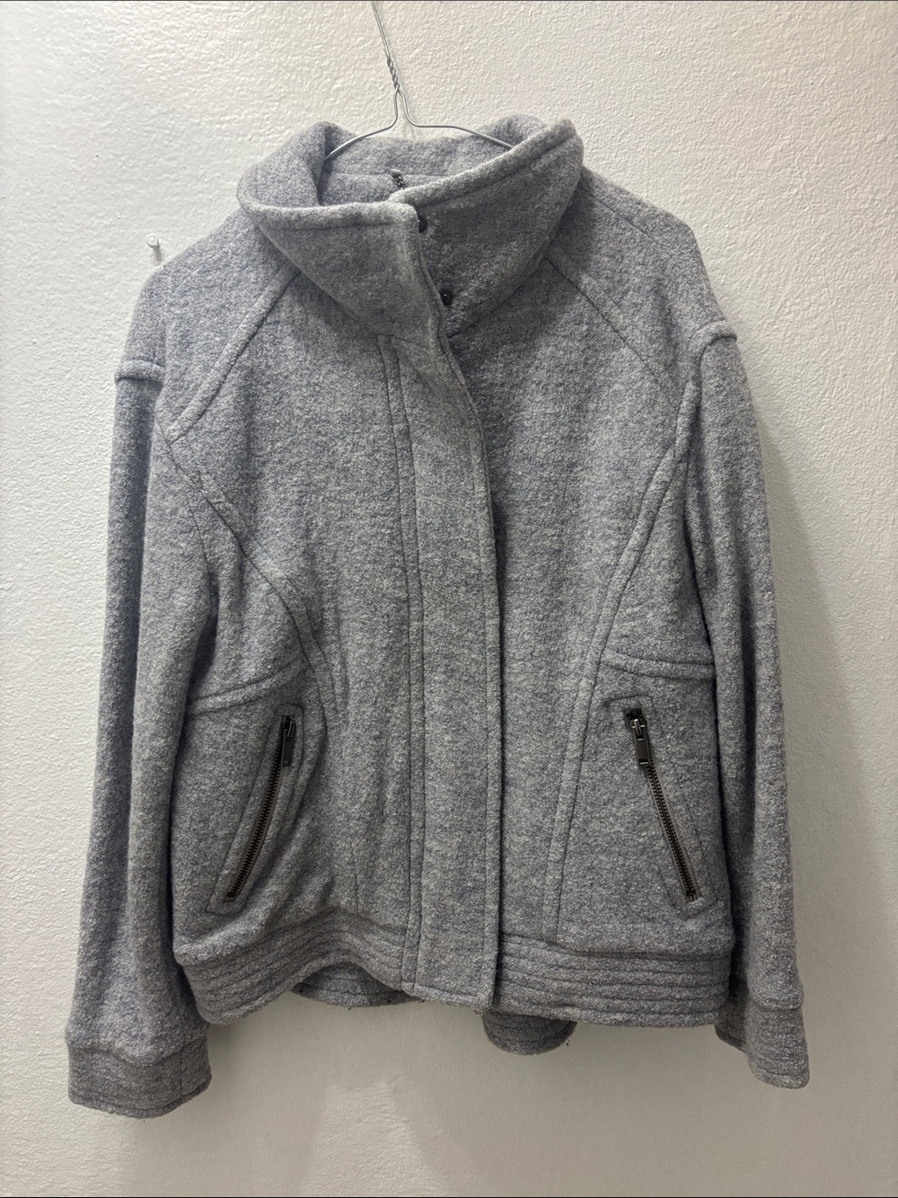 Banana Republic Light Gray Funnel Neck Coat Jacket